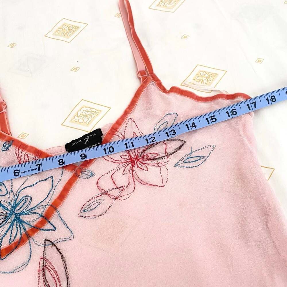 y2k pink sheer embroidered cami - Picture 7 of 8